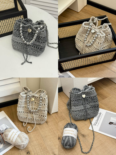 Stuuuly手工爆闪小香风包包涂鸦线亮片diy材料包单肩手提斜挎包