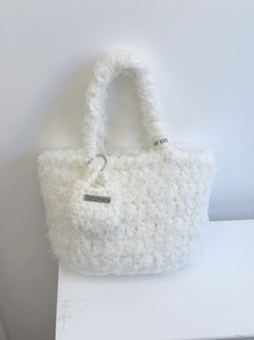 Stuuuly手工 糯米线ins极简手提包粗毛线diy编织材料 秋冬卷卷毛