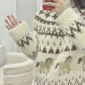 Stuuuly手工 费尔岛小马毛衣雪绒线混纺毛线diy材料包保暖上衣