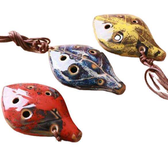 陶瓷乐器6孔瓷笛青花笛子工艺陶笛六孔陶笛儿童迷你小陶笛 送教程