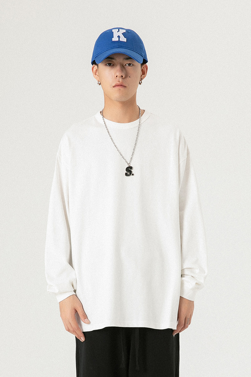 300克重纯棉长袖纯色打底衫