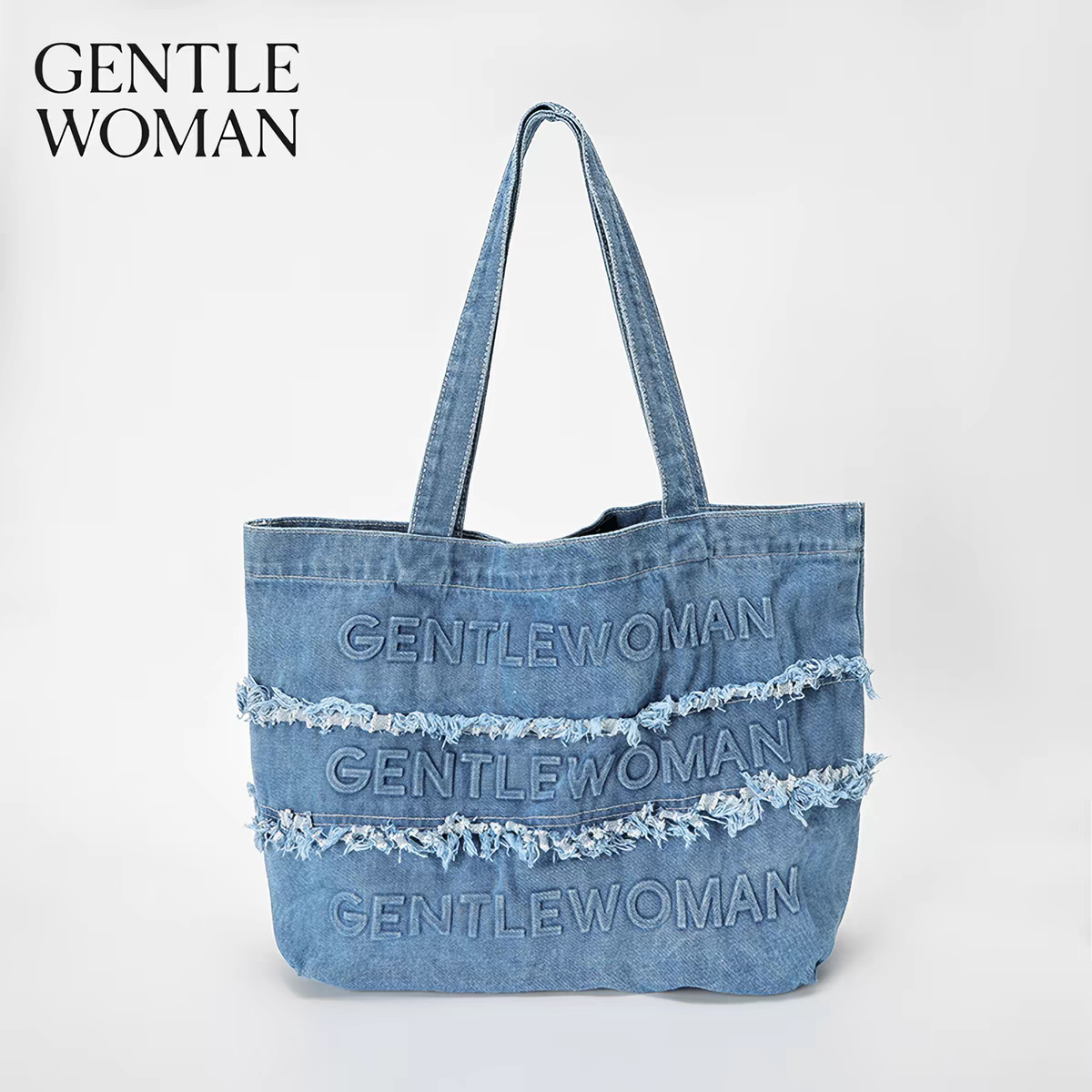 Gentlewoman品牌折扣店小众流苏牛仔帆布通勤大容量单肩女托特包