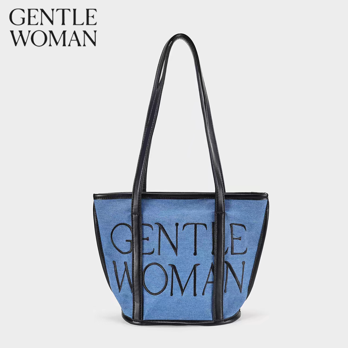 GentleWoman品牌折扣店刺绣字母菜篮子帆布包2025新款手提单肩女