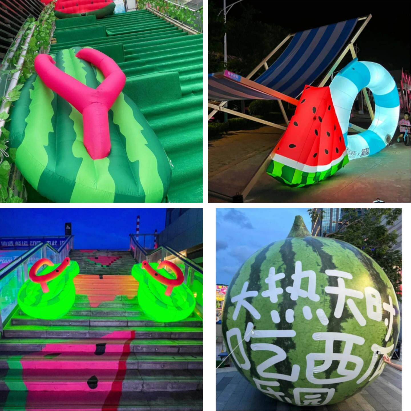 水果店定制西瓜气模充气大摆件发光户外泳圈夏日商场市集活动美陈
