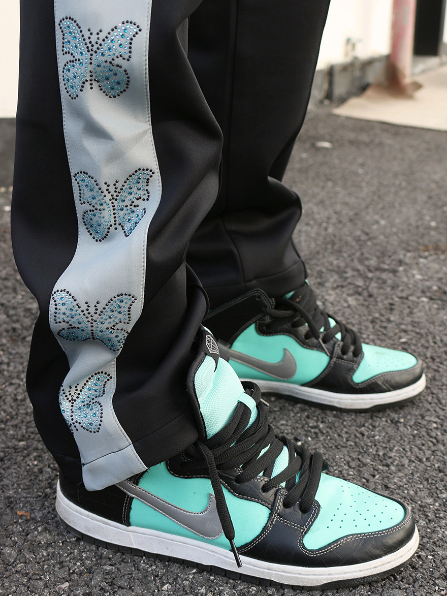 Maison Emerald （ME）烫钻蝴蝶串标拼色丝绒裤休闲阔腿长裤子男|ruв категории Мужская одежда, брюки - от Buy2taobao.com для оказания профессиональной услуги покупки агента Taobao