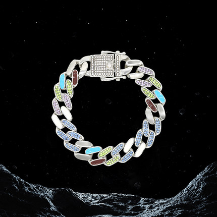 VSCH 古巴彩色手链双扣紧密链说唱嘻哈链饰品潮流男女同款ins风