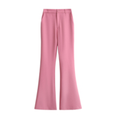 工装 子女2025新款 裤 显瘦百搭坠感港风微喇裤 喇叭裤 女高腰粉色西装