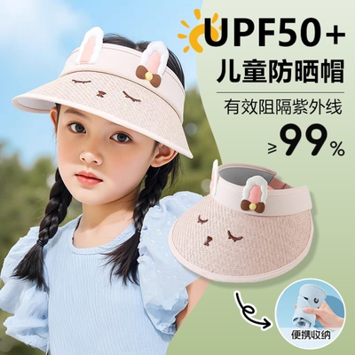防晒帽儿童一岁宝宝夏天帽子开春婴儿太阳帽小月龄可调节空顶XM