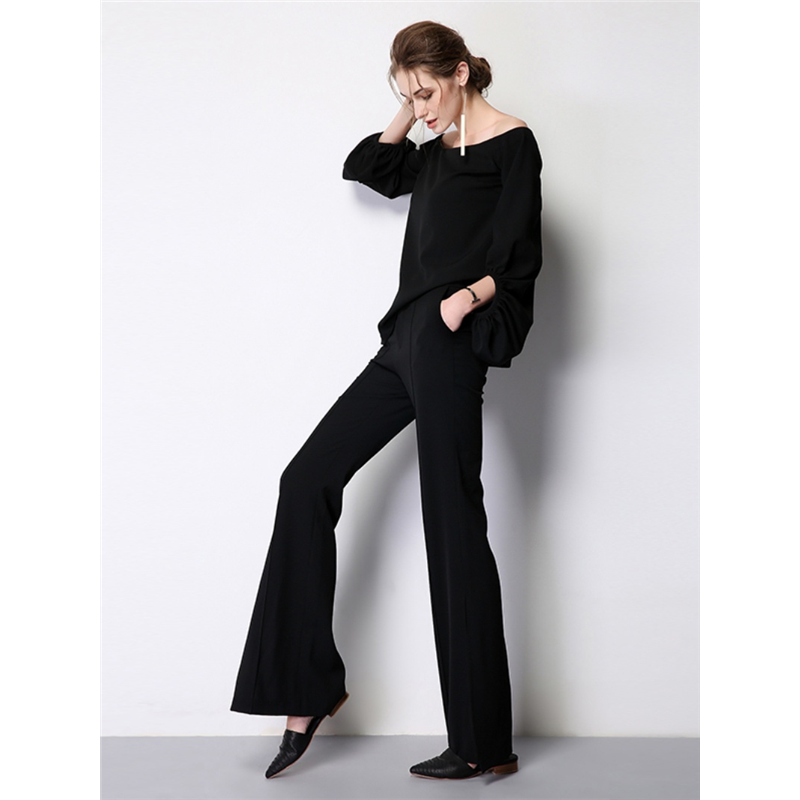 垂感微喇叭裤女新款裤子黑色高腰别致品质显瘦chic风春夏裤子长裤