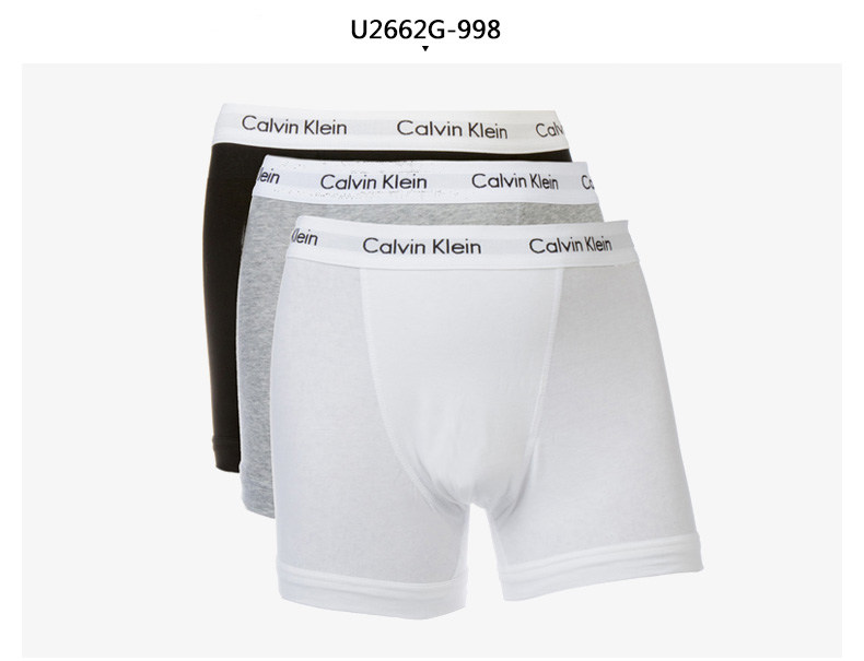 Calvin Klein/卡尔文克雷恩中腰平角内裤3条装棉质透气CK男士内裤