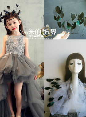 暗黑色走秀礼服新娘结婚天使头饰