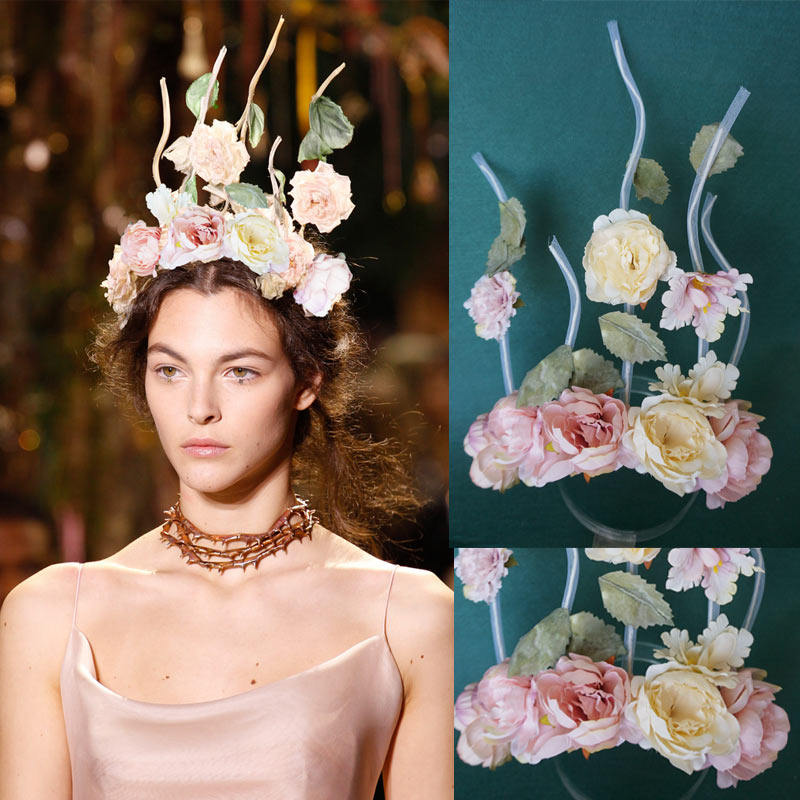 新款弯曲树枝皇冠花朵夸张造型舞台走秀表演新娘头饰影楼婚纱配饰