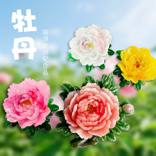 洛阳菏泽特色纪念品牡丹花冰箱贴