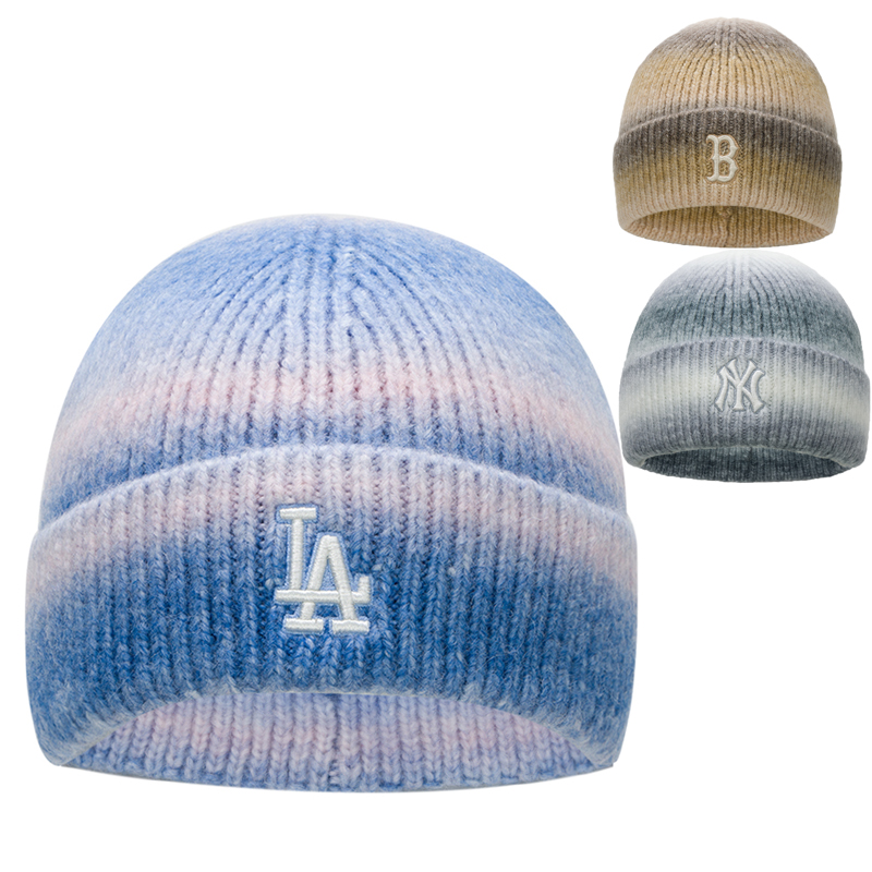 MLB新款男女帽冬季保暖运动休闲帽渐变色毛线针织帽子3ABNV0656