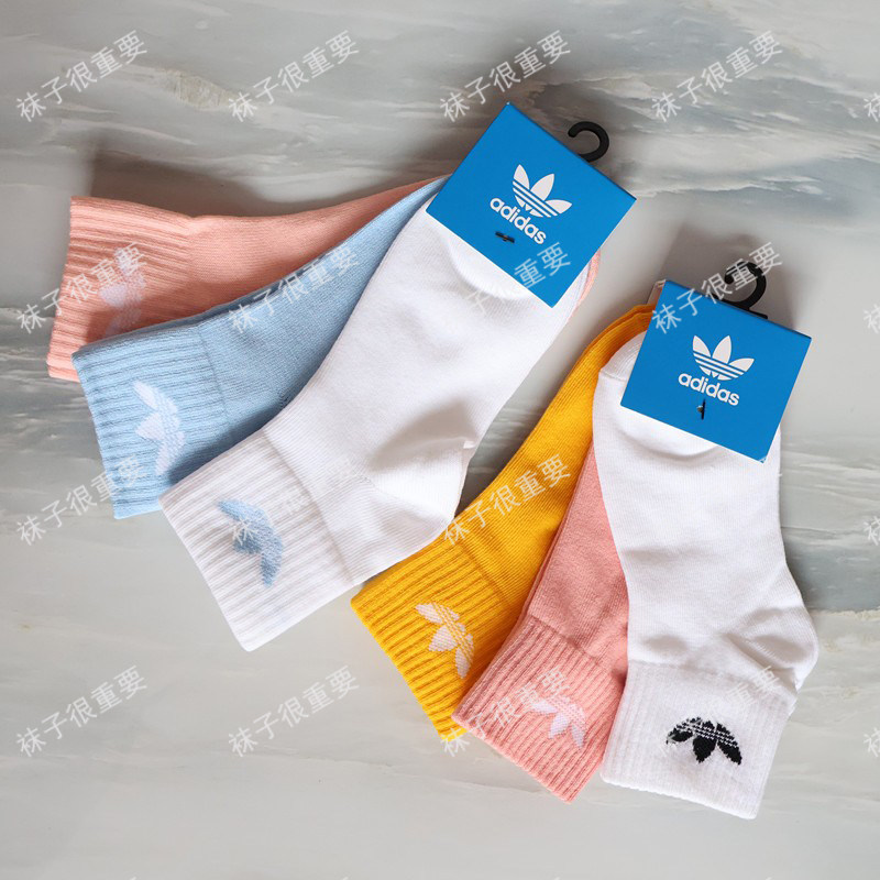 阿迪达斯Adidas三叶草春夏季薄款童袜中筒袜子运动休闲女袜GD3131