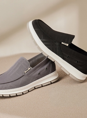 高哥内增高男鞋布鞋男款2025冬季一脚蹬户外休闲鞋男士隐形增高鞋