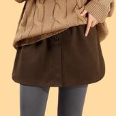 2025秋冬新款 黑色百搭屁帘高腰显瘦高腰假下摆加厚毛呢小屁帘大码