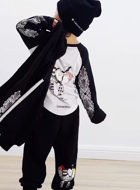 秋冬新款长袖T男女儿童 宝宝毛圈休闲裤子 卡通薄款磨毛外套