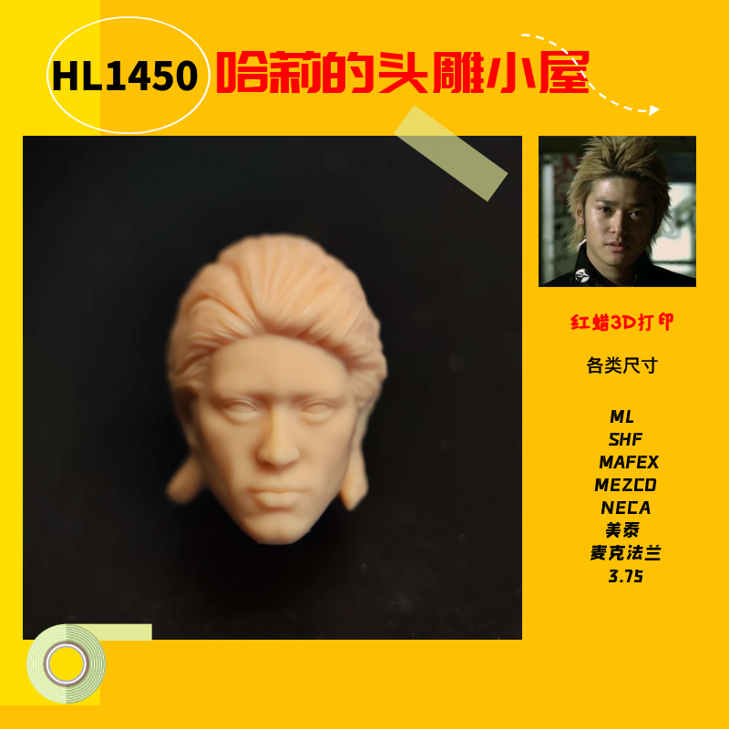 HL1450热血高校伊崎瞬6寸1/12头雕白模SHF MAFEX麦克法兰NECA3.75 模玩/动漫/周边/娃圈三坑/桌游 潮玩盲盒 原图主图