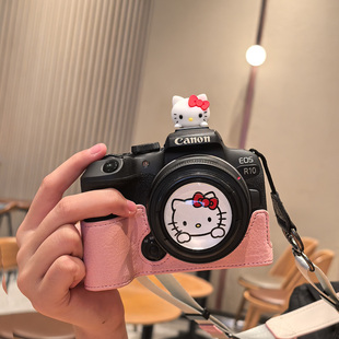 佳能R10保护套R50V相机包m50二代配件皮套热靴斜跨粉色壳R50皮套