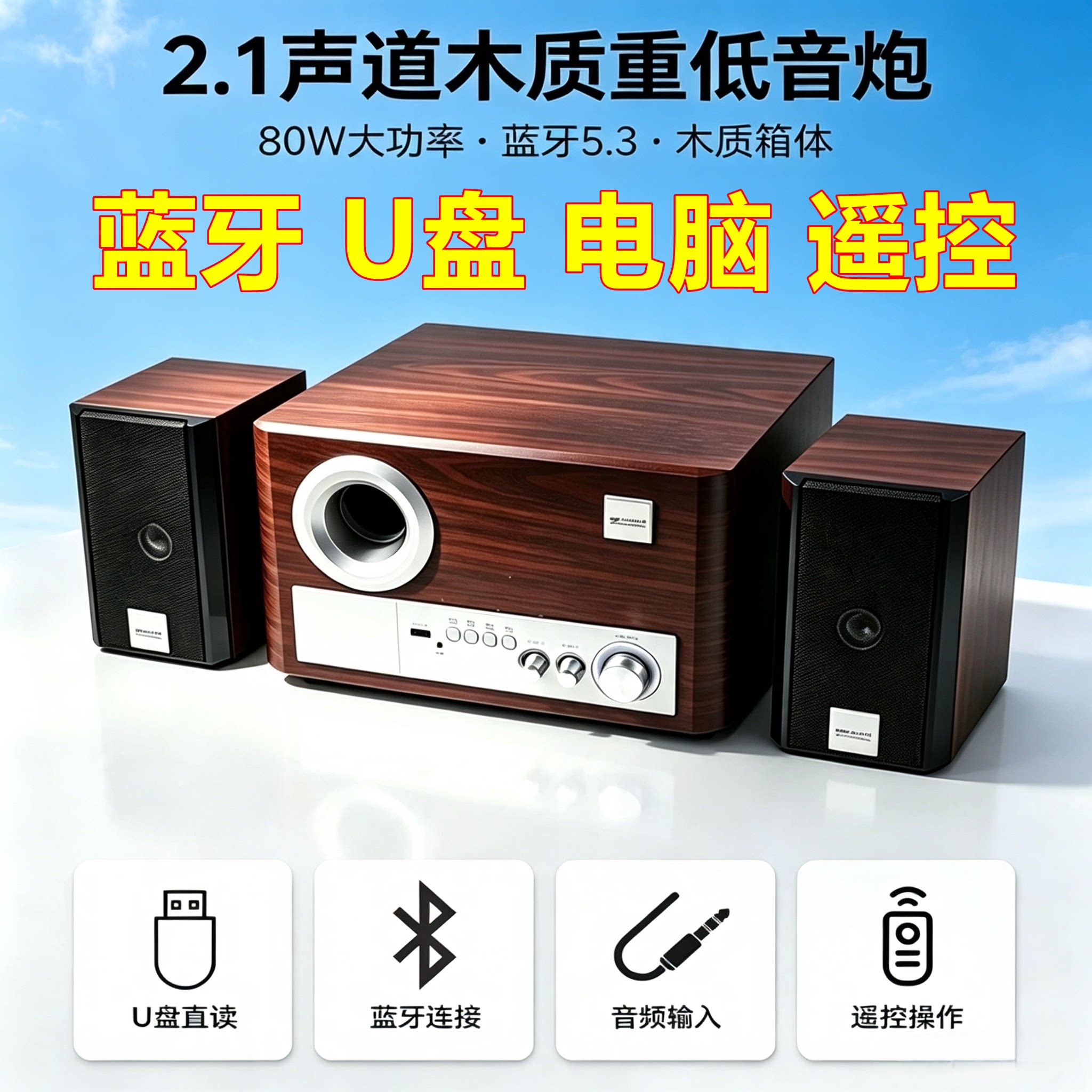 德国巨炮低音炮蓝牙音箱有源家用