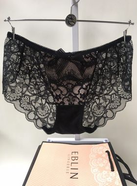 促销eblin内裤专柜正品女士底裤宫廷风黑色高档蕾丝拼接舒适内裤