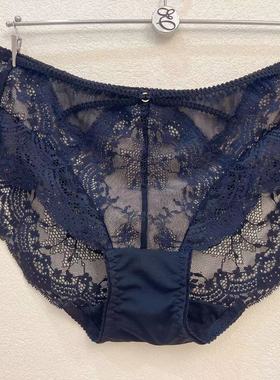 速发EBLIN精美黑色经典时尚性感透气蕾丝诱惑修身修身女士平角裤