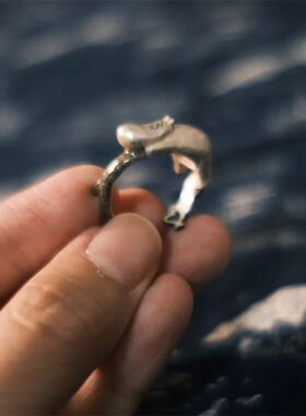 姆明戒指可爱小众治愈动漫周边简约百搭可调节指环生日礼物调节款