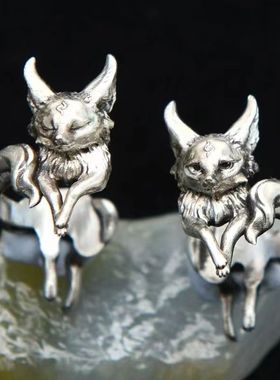 九尾狐戒指狐狸指环国风百搭原创设计复古做旧高级感个性生日礼物