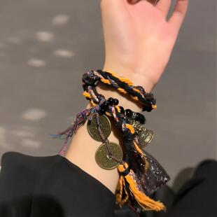 藏式李火旺古风流苏手工编织手绳新中式藏式手链山鬼花钱新铃铛款