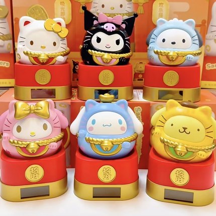 三丽鸥招财喵光动乐盲盒新年摆件HelloKitty库洛米玉桂帕恰狗可动