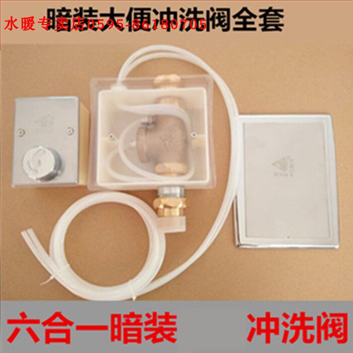 六合一 暗装预埋式脚踏大便延时冲洗阀  脚踩 入墙式冲水阀冲洗器