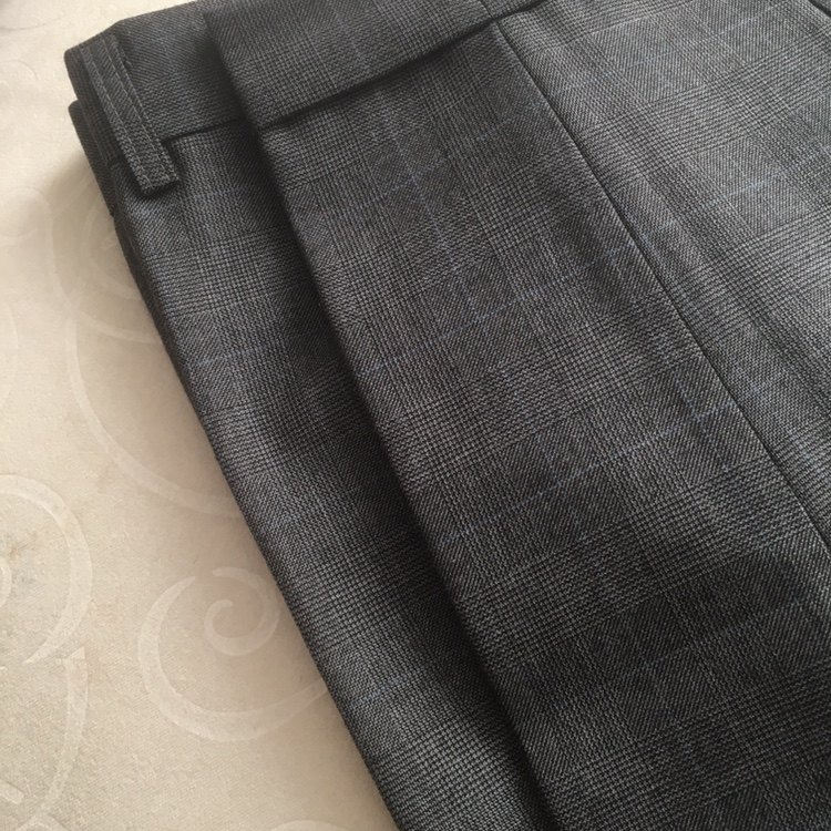 尼克大叔九分羊毛西裤男春夏修身灰色格子卷边休闲裤大小码定制