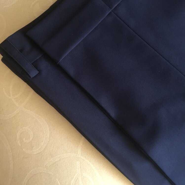 春秋新款棉麻九分西裤男街拍海军蓝男士休闲卷边小脚裤大小码定制