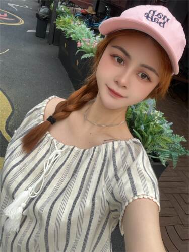 上衣清迈假日新品竖条小复古宽松