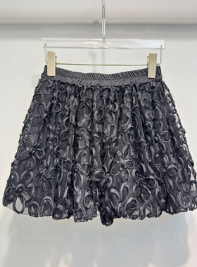 0MB.欧洲站新品英伦风南油高端高腰蛋糕裙拼接印花蕾丝花边短裙子