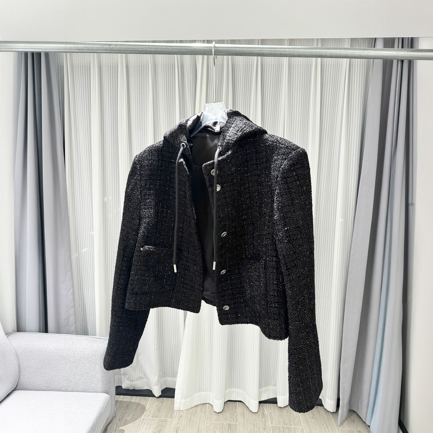 0MB.欧洲站新品名媛编织粗花呢翻领上衣设计长袖百搭显瘦百搭外套