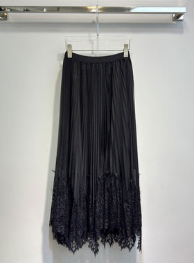 0MB.欧洲站新品高腰宽松压轴网纱不规则半身裙垂感松紧腰大摆裙女