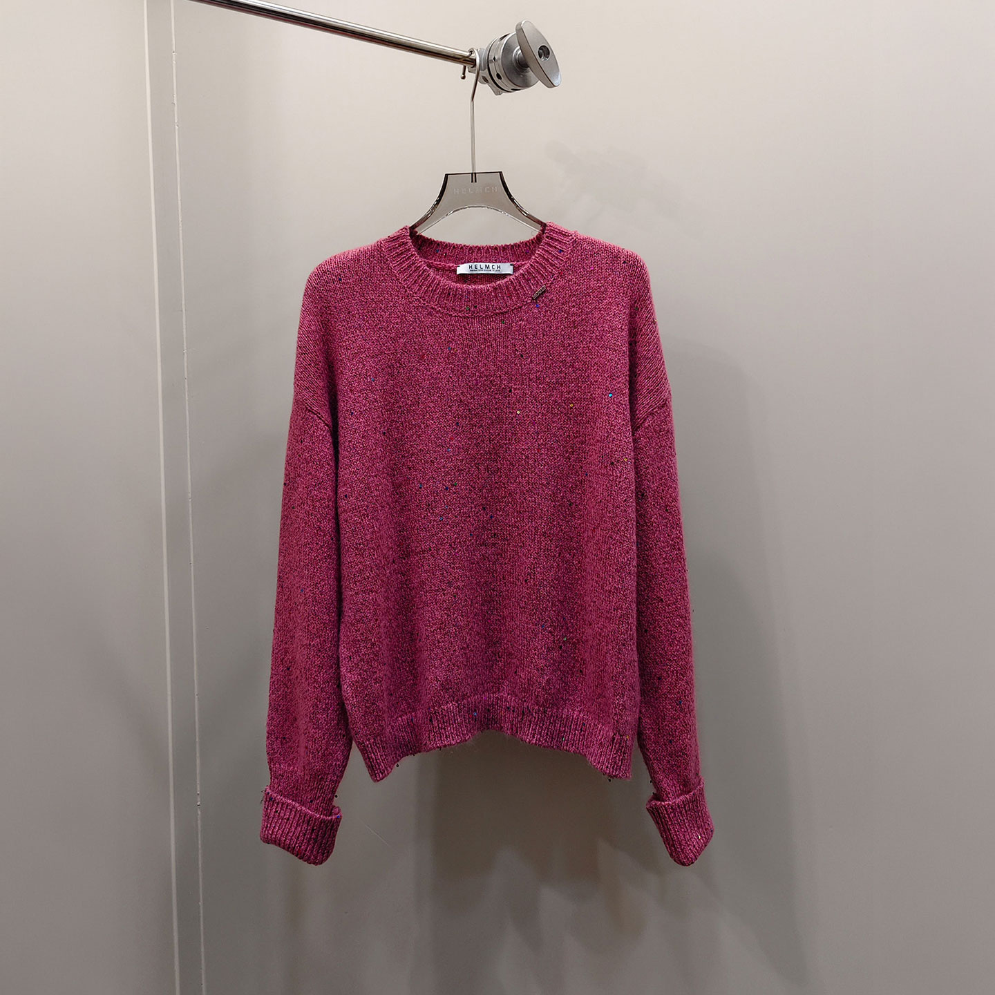 0MB.欧洲站新品深圳南油慵懒风减龄羊毛毛衣圆领中长款百搭针织衫