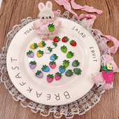 爱买就淘满钻底mini草莓刺绣贴片宠物发夹diy儿童发饰材料