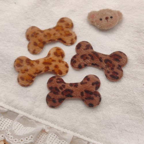 原创豹纹蝴蝶结狗狗骨头满钻贴宠物发夹diy发饰儿童材料