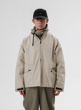 Halcyon 复古休闲防水拉链教练夹克宽松户外功能性外套上衣男