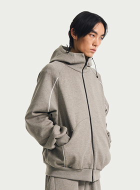 Halcyon 莱赛尔恒温空气层连帽拉链卫衣男休闲宽松外套开衫