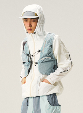 Halcyon 山系户外防泼水线格肌理马甲男多功能运动钓鱼马甲背心