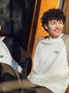 Halcyon 户外速干透气吸湿运动长袖男女T恤撞色插肩运动短袖情侣