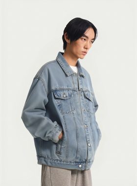 HALCYON DAYS美式复古风牛仔外套男宽松休闲翻领长袖潮流夹克青年