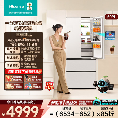 海信大薄荷509Pro[真空大咖]法式多门家用冰箱超薄嵌入式自动制冰