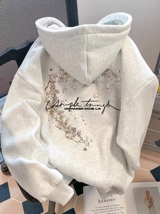 国潮连帽中大儿童学院hiphop风卫衣男女童学生甜酷风爱心花卉外套