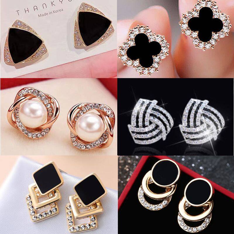 高级感四叶草小巧耳钉925银针防过敏耳环气质百搭耳饰