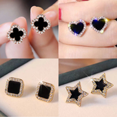 高级感耳钉女韩国网红防过敏四叶草耳钉韩版 气质简约可爱学生耳环